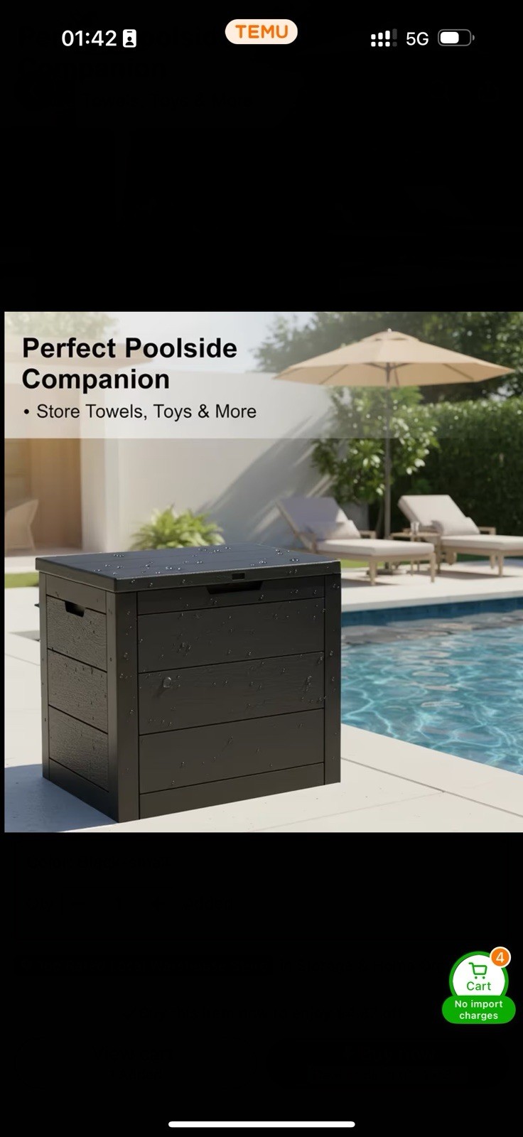 Gallon Outdoor Storage Box Rattan Garden Cushion Organizer Patio Deck Cabinet