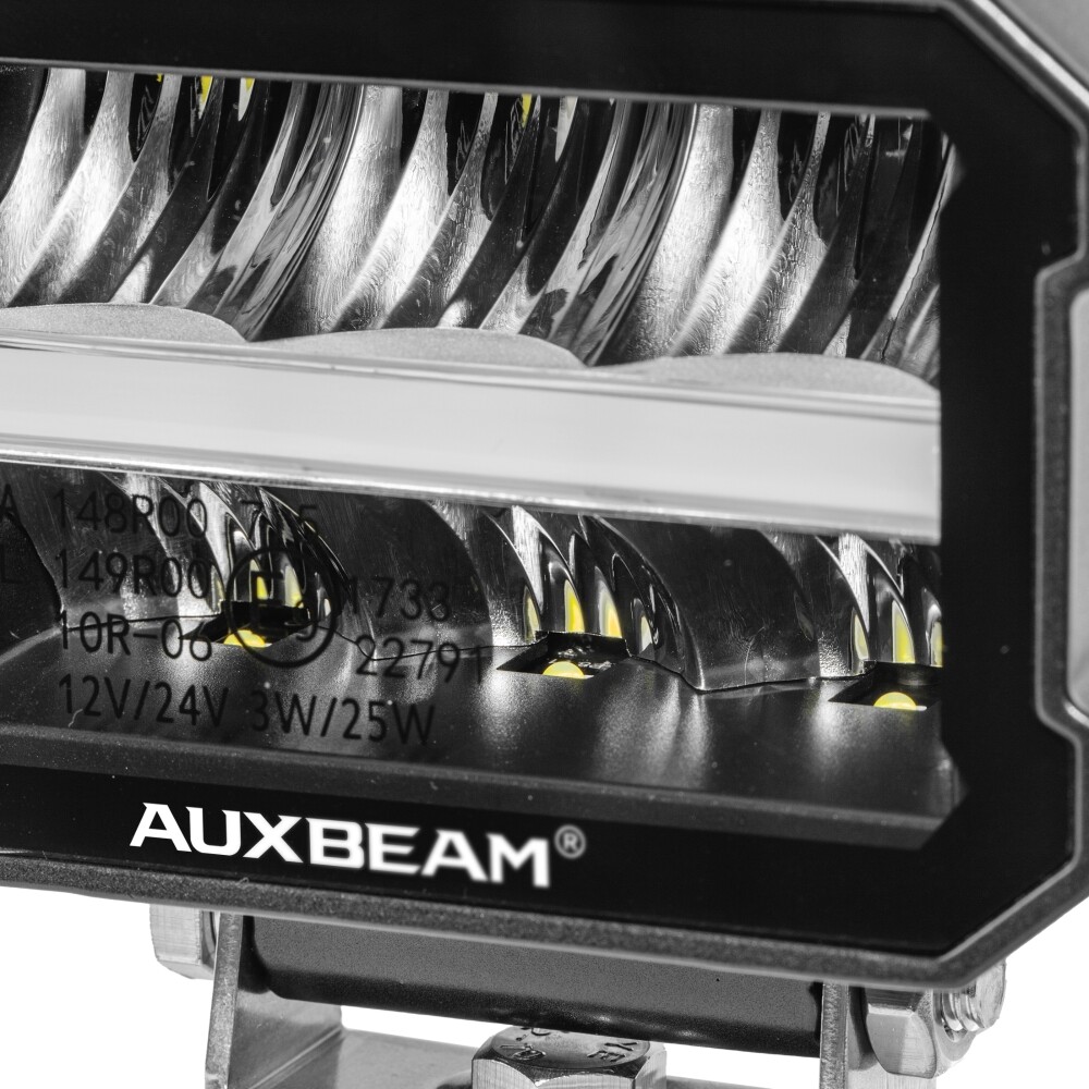 Auxbeam 4.5In LED Driving Light Pods White DRL/Amber Turn Signal Light &Harness