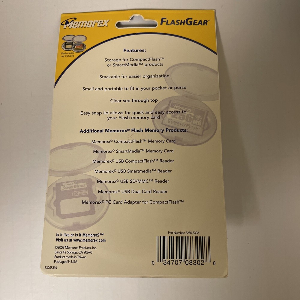 MEMOREX FlashGear CompactFlash & SmartMedia Memory Card Holder Portable (2 Pack)