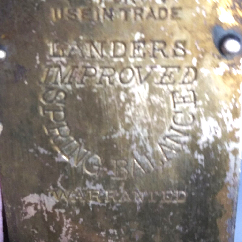Vtg Scale Landers Improved Spring Balance Scale Ring & Hook, Brass Front Plate