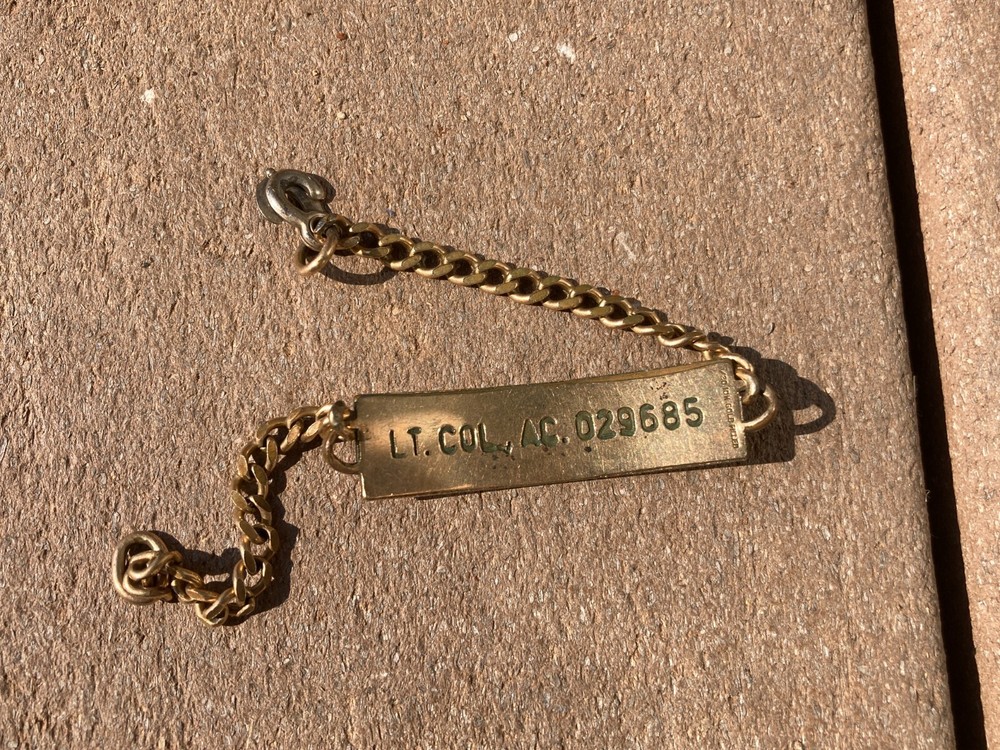 WW2 USAAF US Army Air Force ID Identification Bracelet Lt. Colonel
