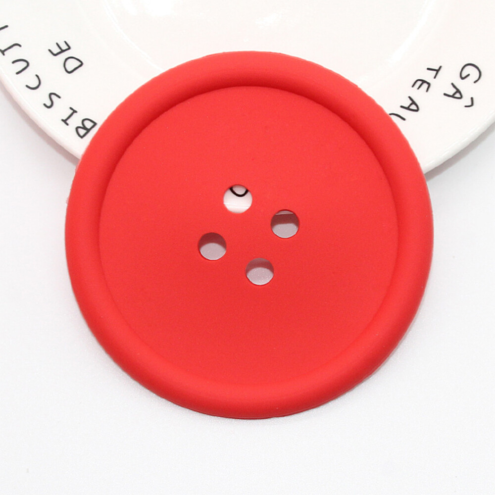 6PCS Creative Round Button Shaped Coaster Silicone Coaster Placemat