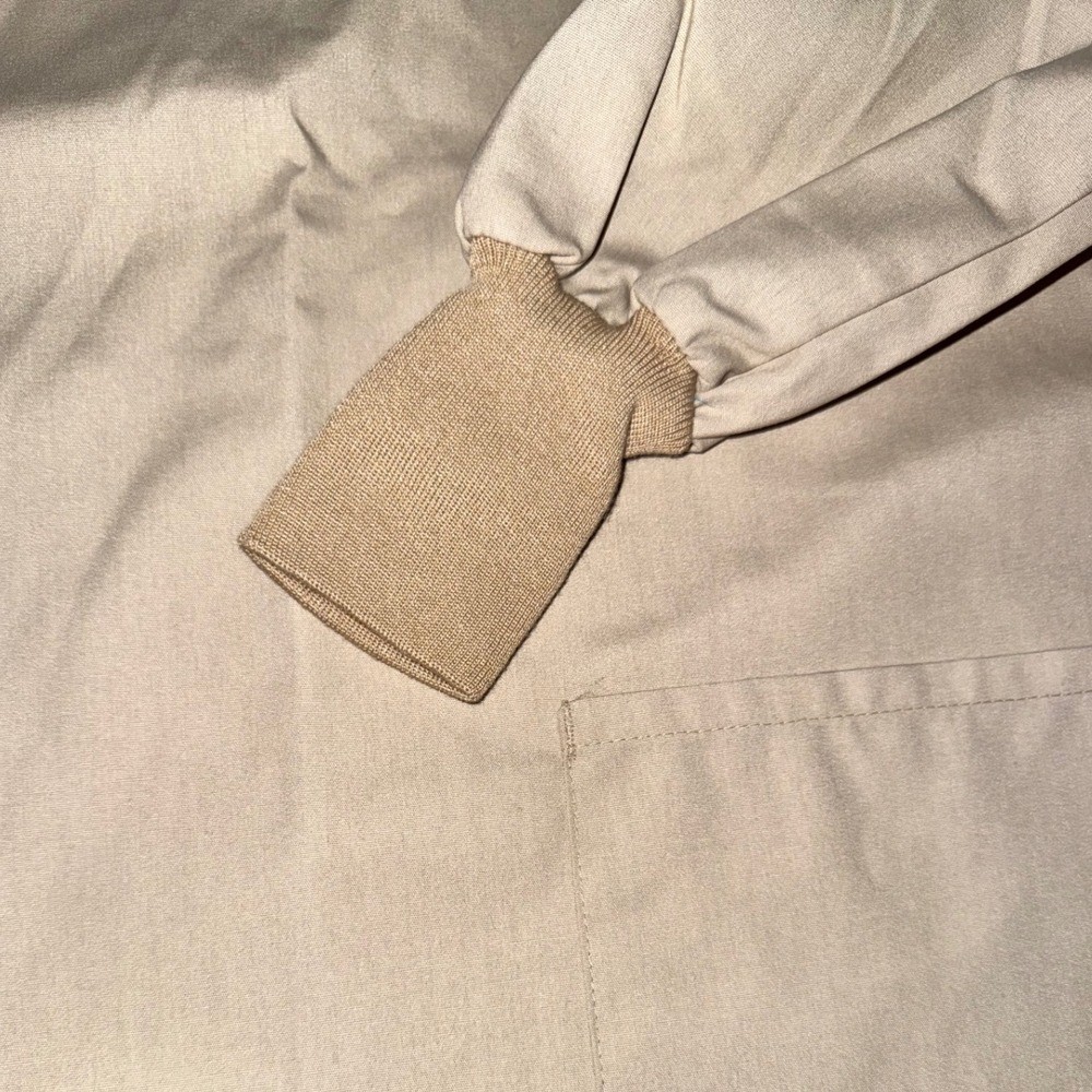 Lab Coat Jacket Beige Snap Front Pockets Long Sleeve Size 3XL