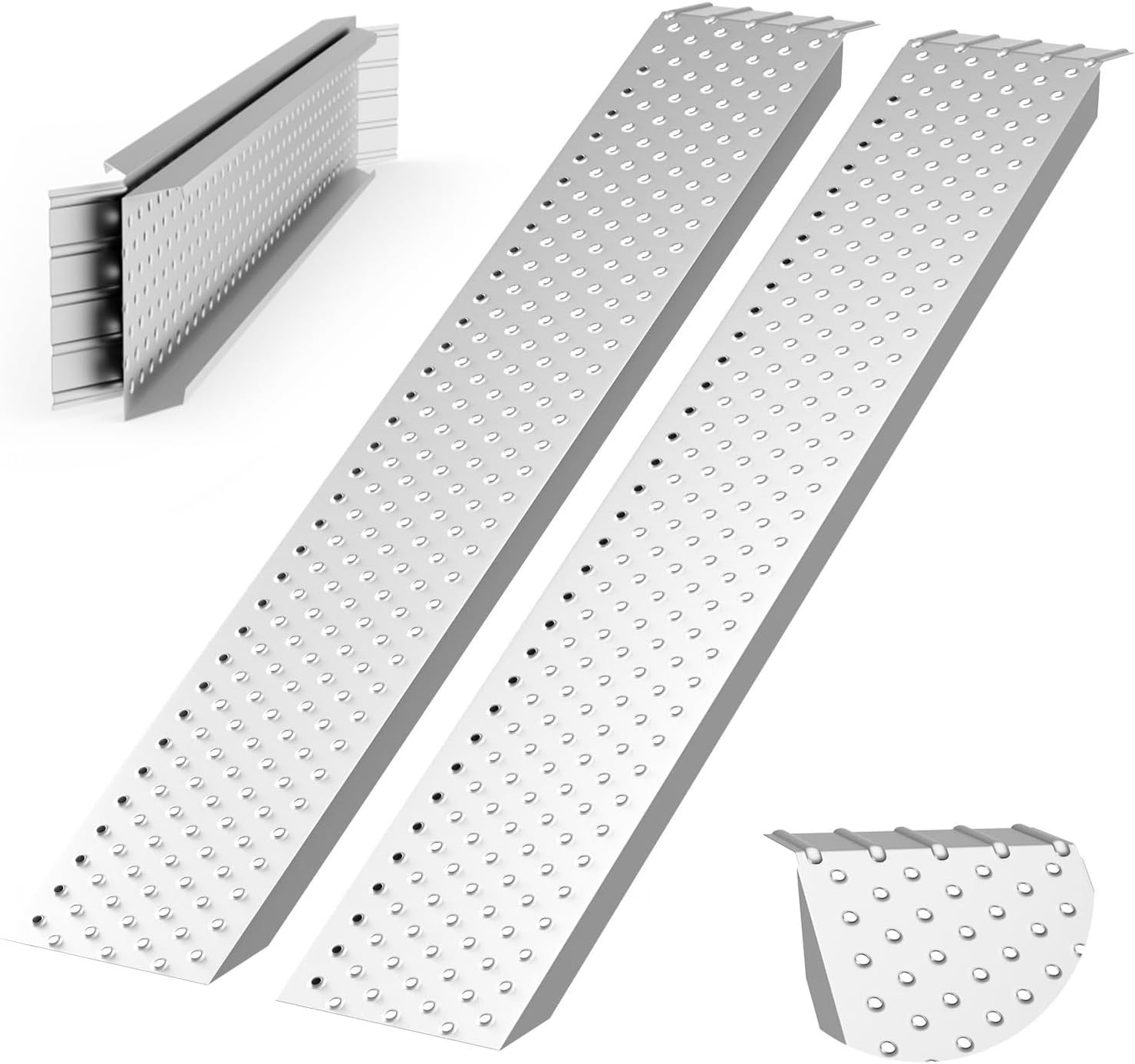 2PCS 9x63inch Aluminum Shed Ramps, Riding Mower Loading Ramps 880lbs Capacity