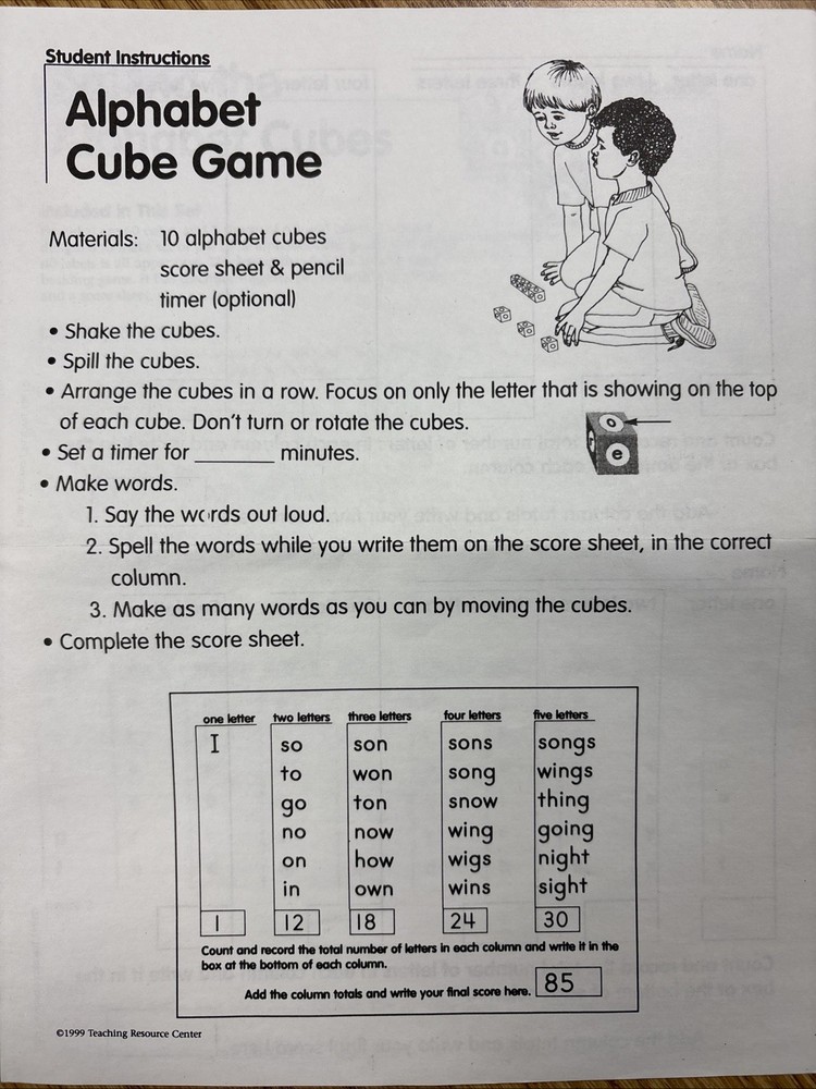 Alphabet Cube Game Education Teaching Phonics