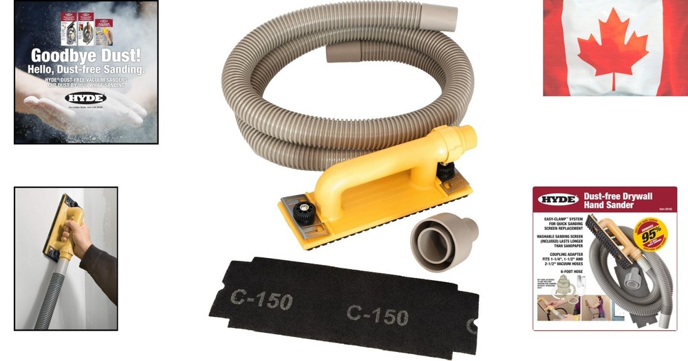 Lightweight Dust-Free Vacuum Hand Sander with 6' Hose for Efficient Projects