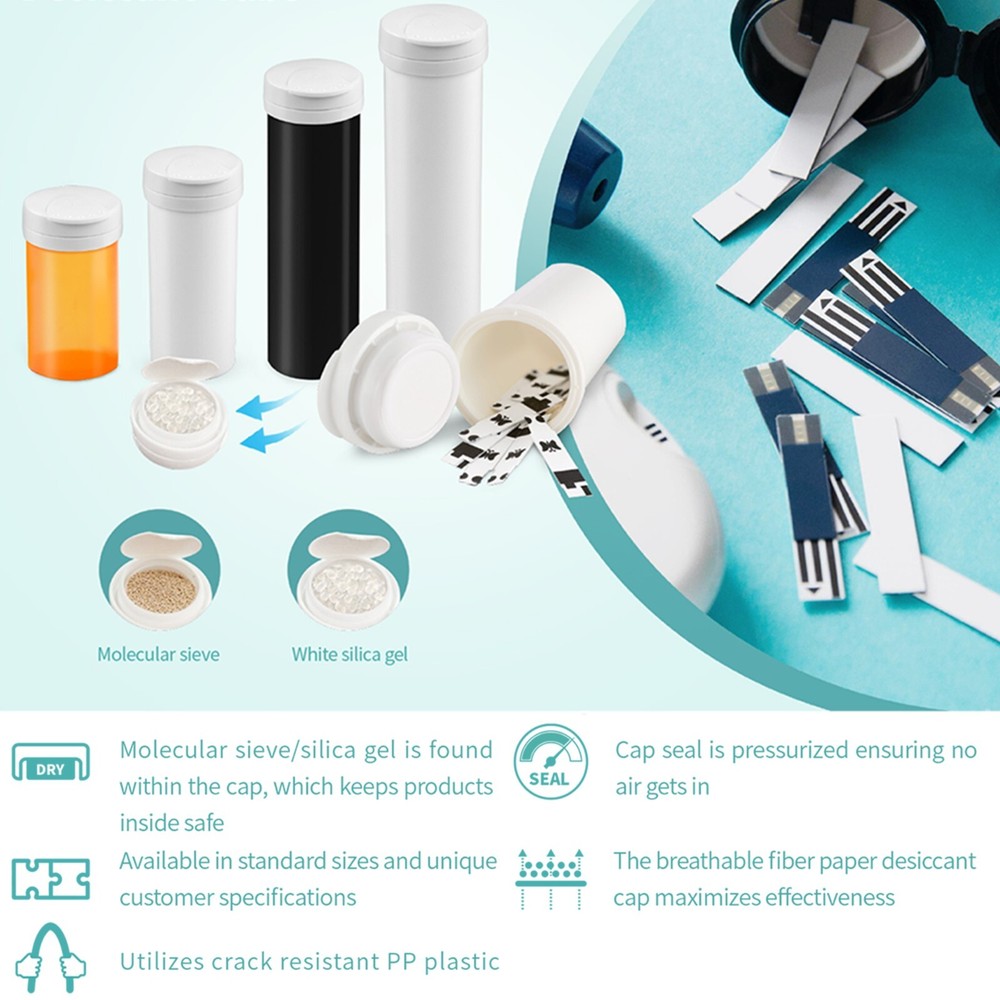 8 Dram Empty Pill Bottles with Indicating Desiccant Caps Pharmacy Vial Container