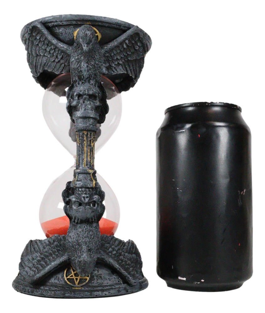 Gothic Alchemy Pentagram Circle Raven Crows Skull Pillars Sand Timer Sandtimer