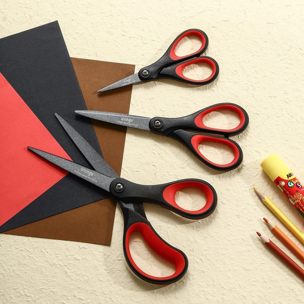 3 Pack Titanium Scissors All Purpose - Non Stick Stainless Steel Sharp Scisso...