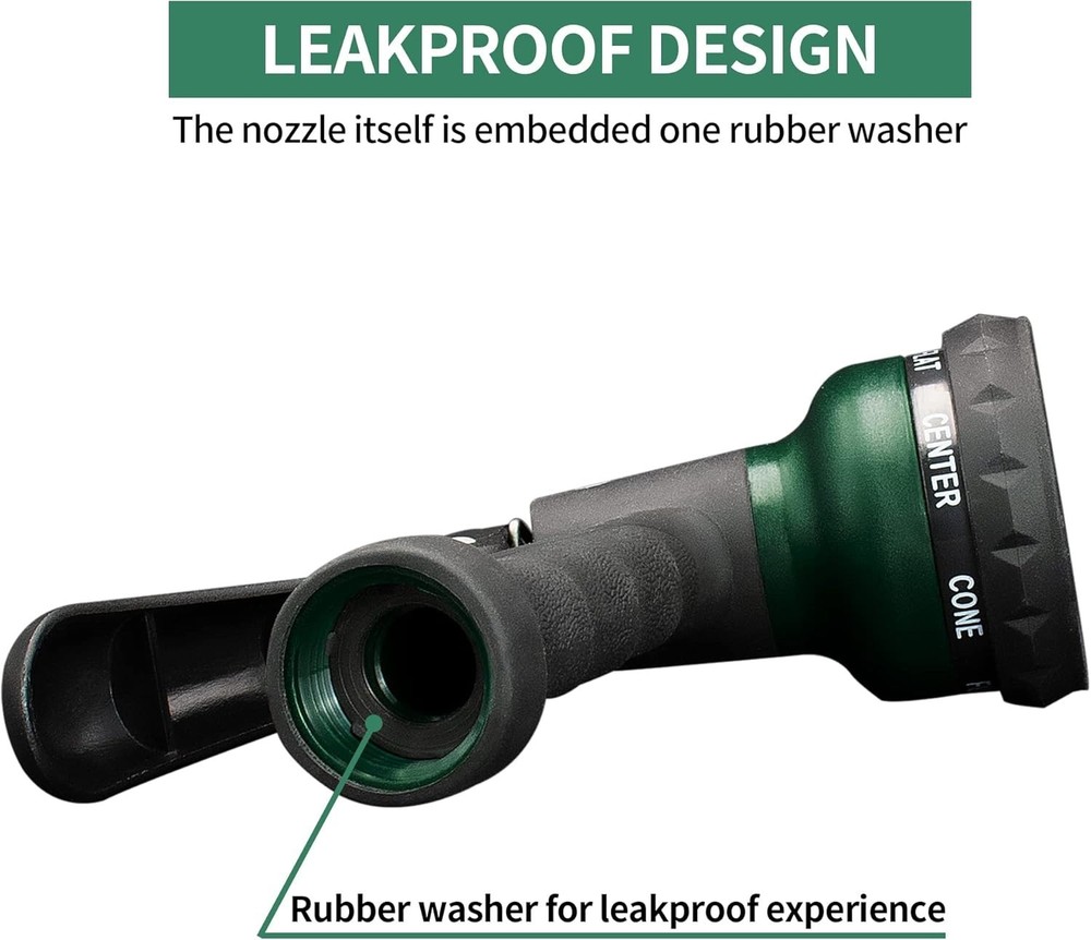 Versatile Garden Hose Nozzle with 7 Adjustable Patterns - Lightweight & Durable