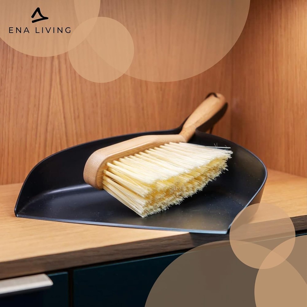 Dust Pan and Brush Set - Sturdy Bamboo Sweeping Tools for Efficient Cleaning