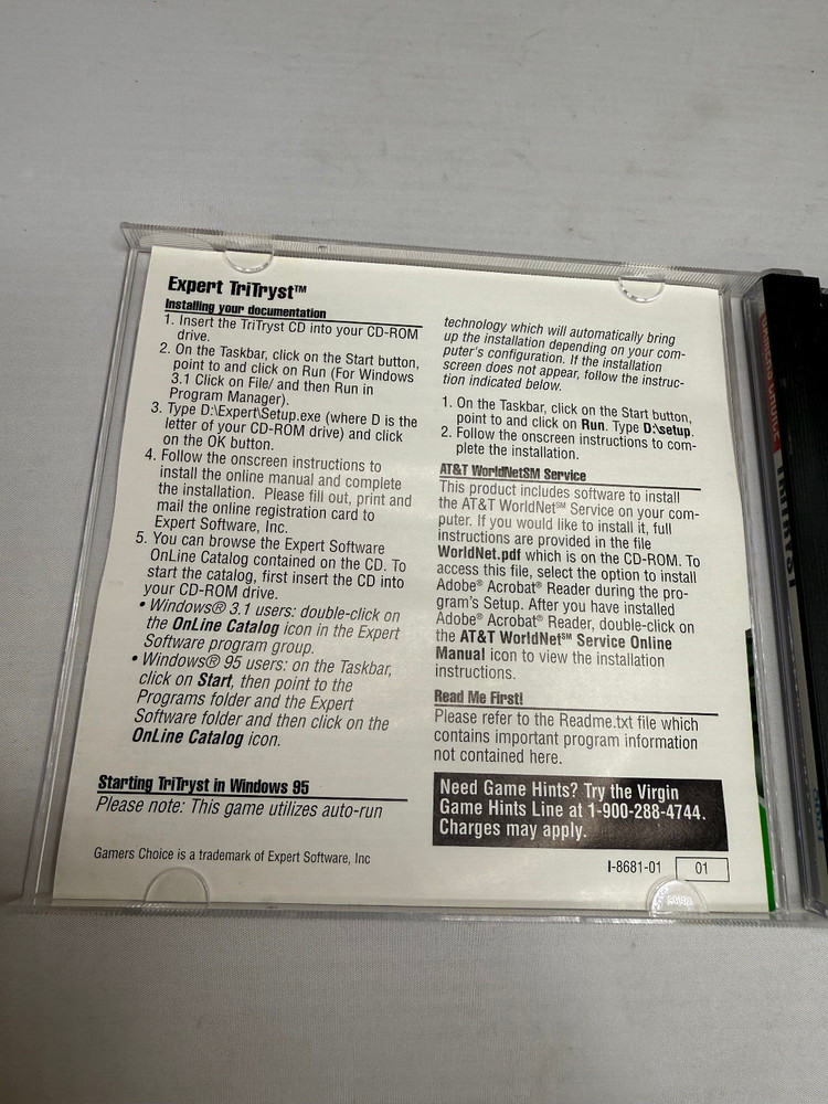 TriTryst PC 1995 Windows Virgin Interactive CD ROM Like Tetris and columns