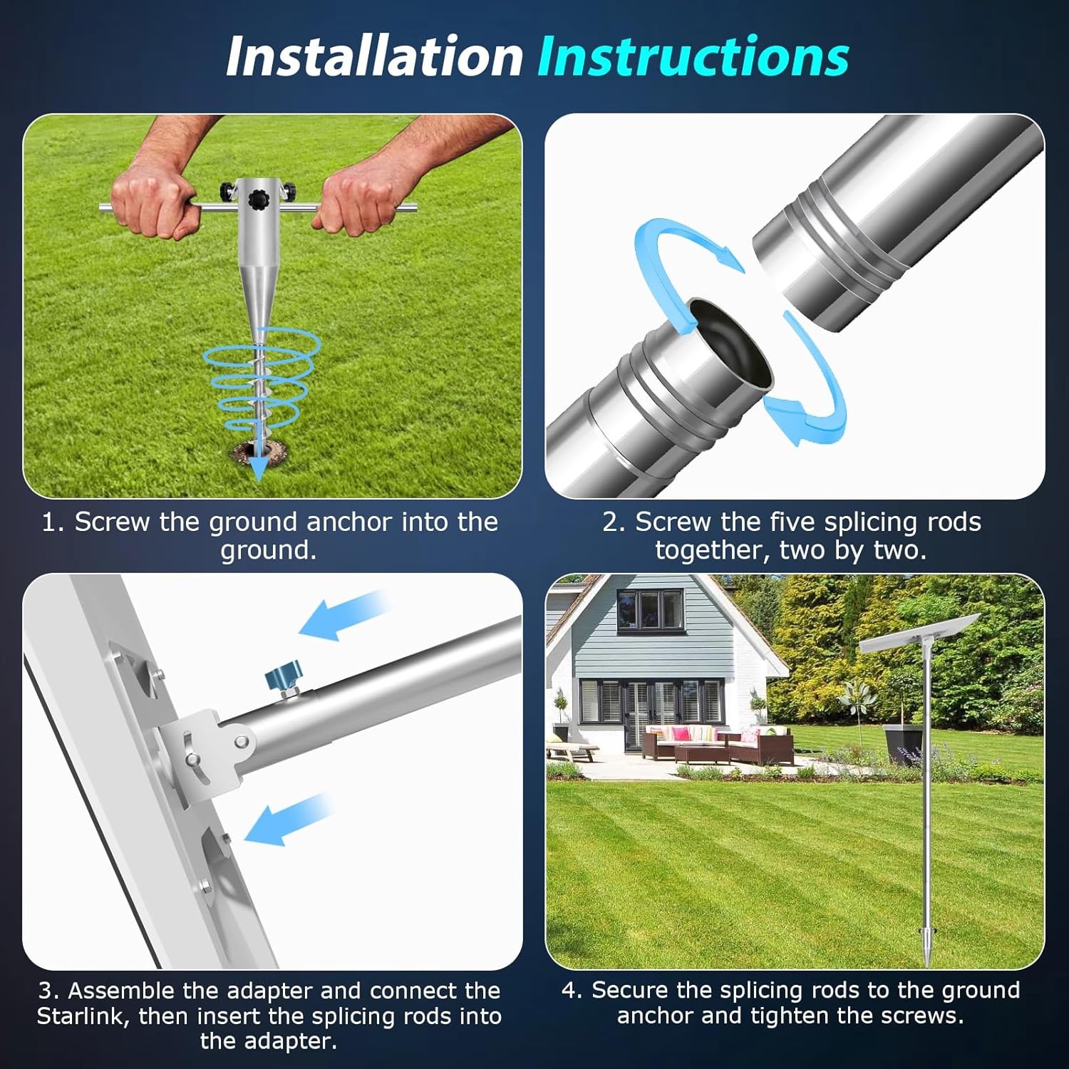 Starlink Performance Gen 3 Pole Mount Kit, with Stainless Steel Pipe Adapter