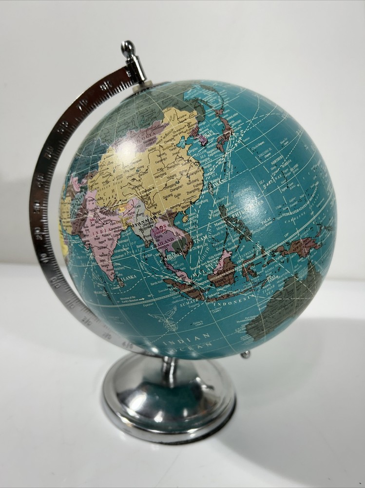 Decorative Globe Desk Spinning Silver