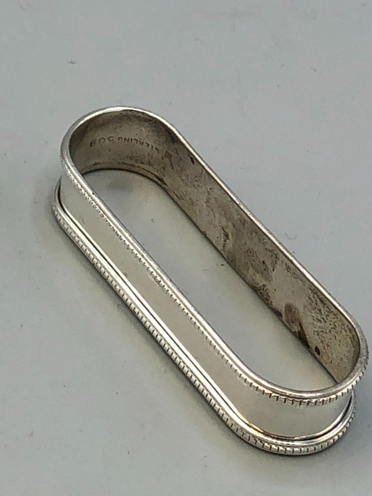 Oblong Sterling Silver Napkin Ring marked Lunt 509