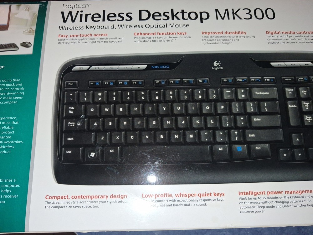 Logitech MK300 Wireless Desktop Keyboard Mouse Replacement, No Receiver New/Ope