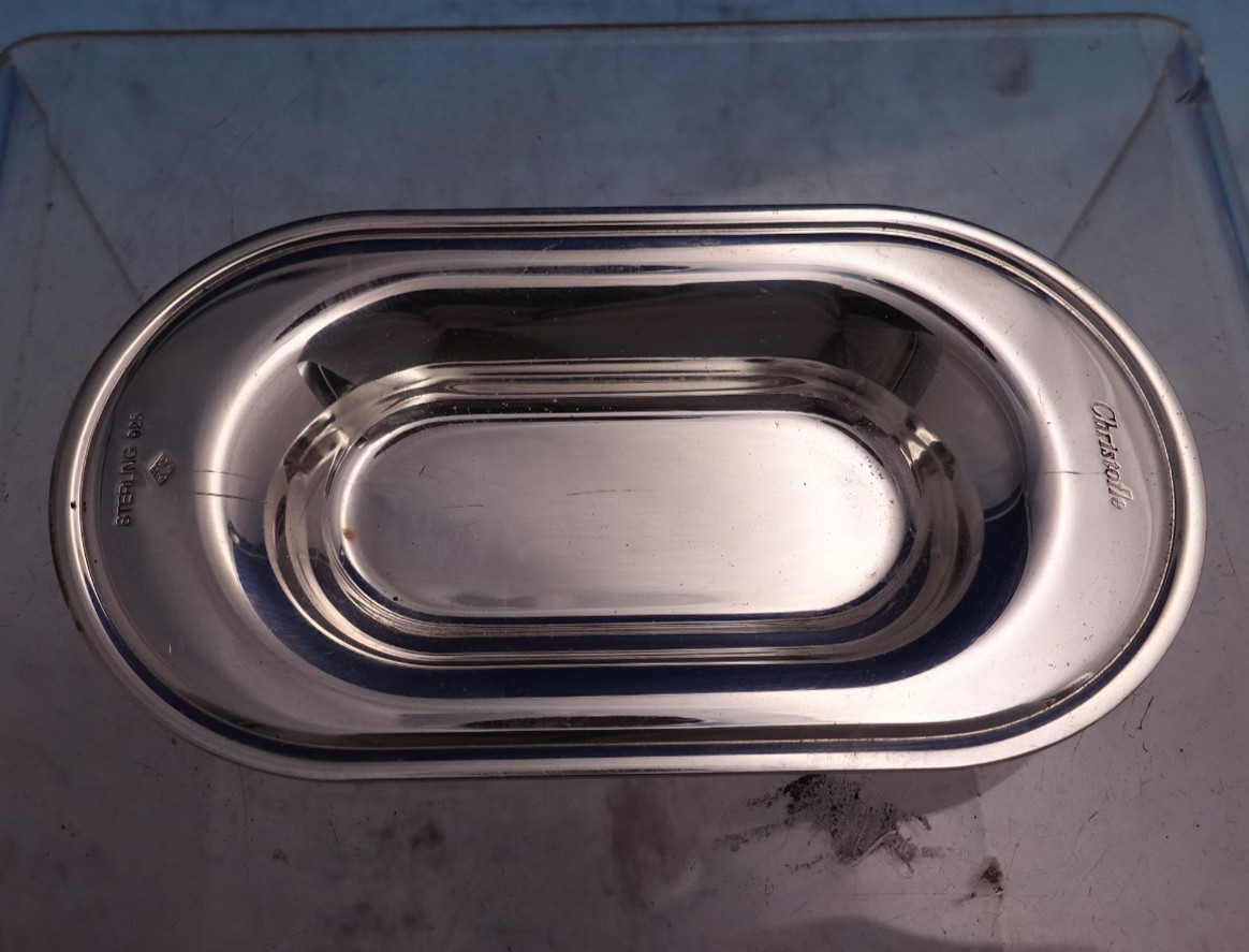 Perles by Christofle Sterling Silver Glass Salt Pepper Shaker Set w/Tray (#8748)