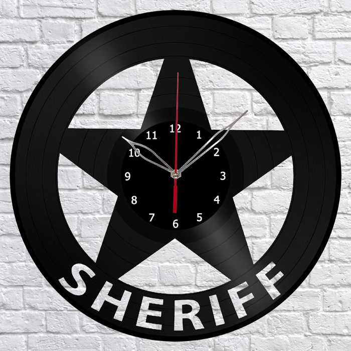 Sheriff Vinyl Record Wall Clock 12'' 30cm