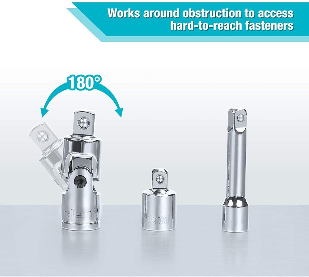 DURATECH Socket Accessory Kit/Drive Tool Accessory Set w/EVA Foam Tool Organize