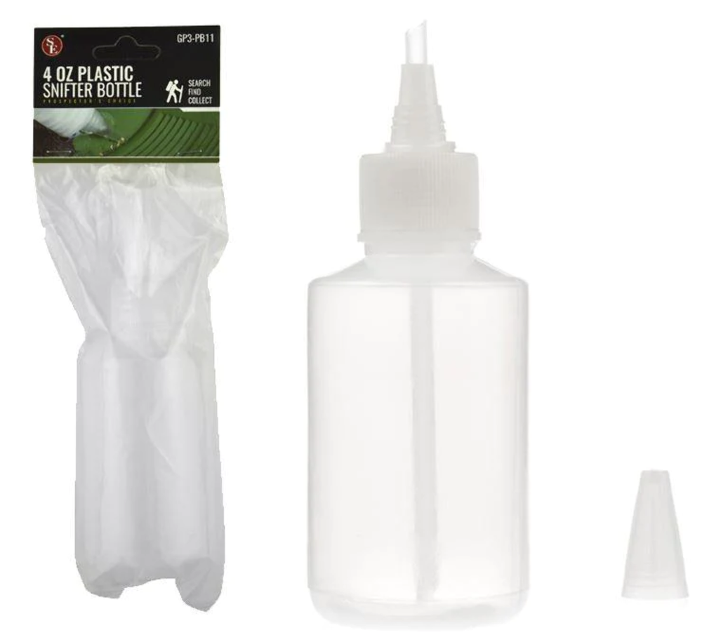 8 1/4" Plastic Snifter Bottle For Gold Panning, 4 FL Oz