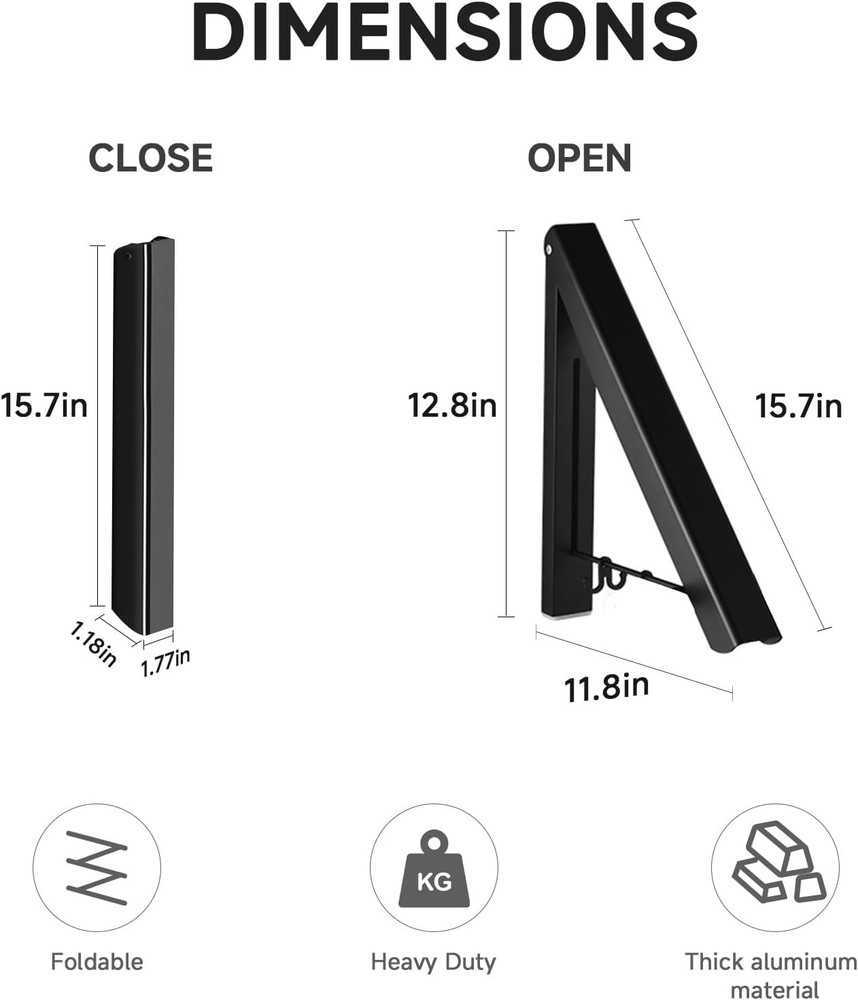 Retractable Clothes Drying Rack Wall Mount Foldable Aluminum Laundry Hanger