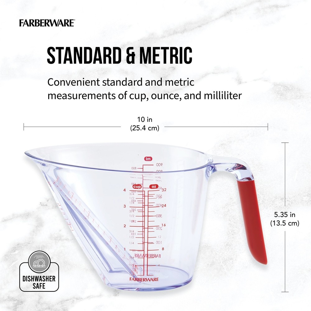 Farberware Pro Angled Measuring Cup, 1 Cup/8 fl. oz. - Red Markings & Handle