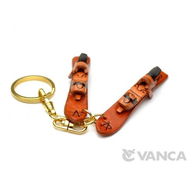 Skis Leather Keychain(L)