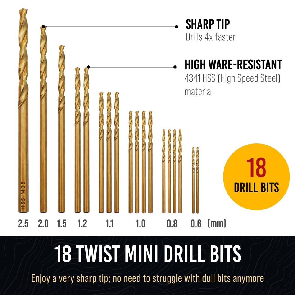 Micro Drill Bits Set with Pin Vise | Small Hand - Drill...