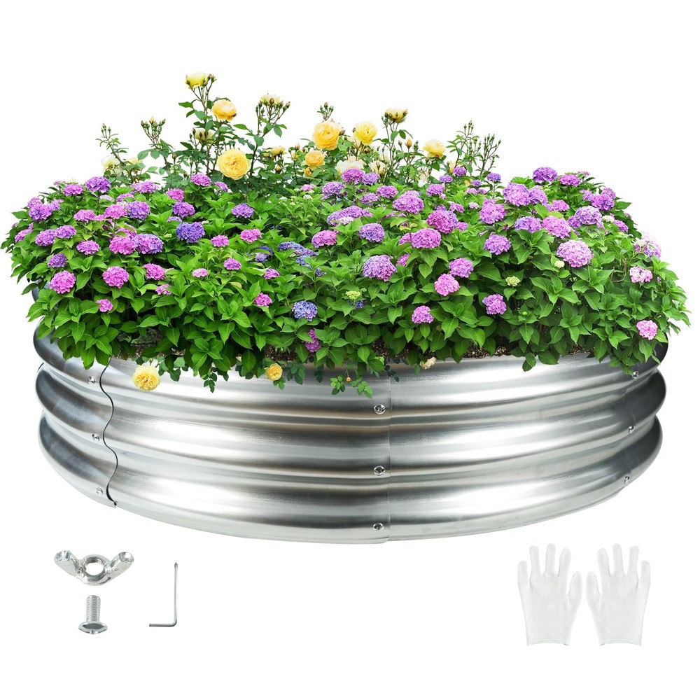 4FT Diameter Camp Fire Ring Pit, Large Round Galvanized Steel Fire Pit, Heavy...