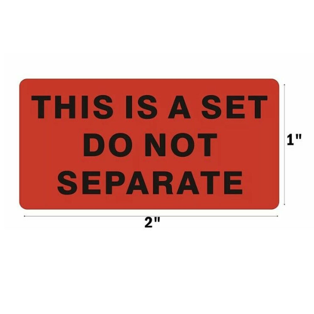 Packaging Label 1"x2" Red Warning Stickers "This Is a Set Do Not Separate Labels