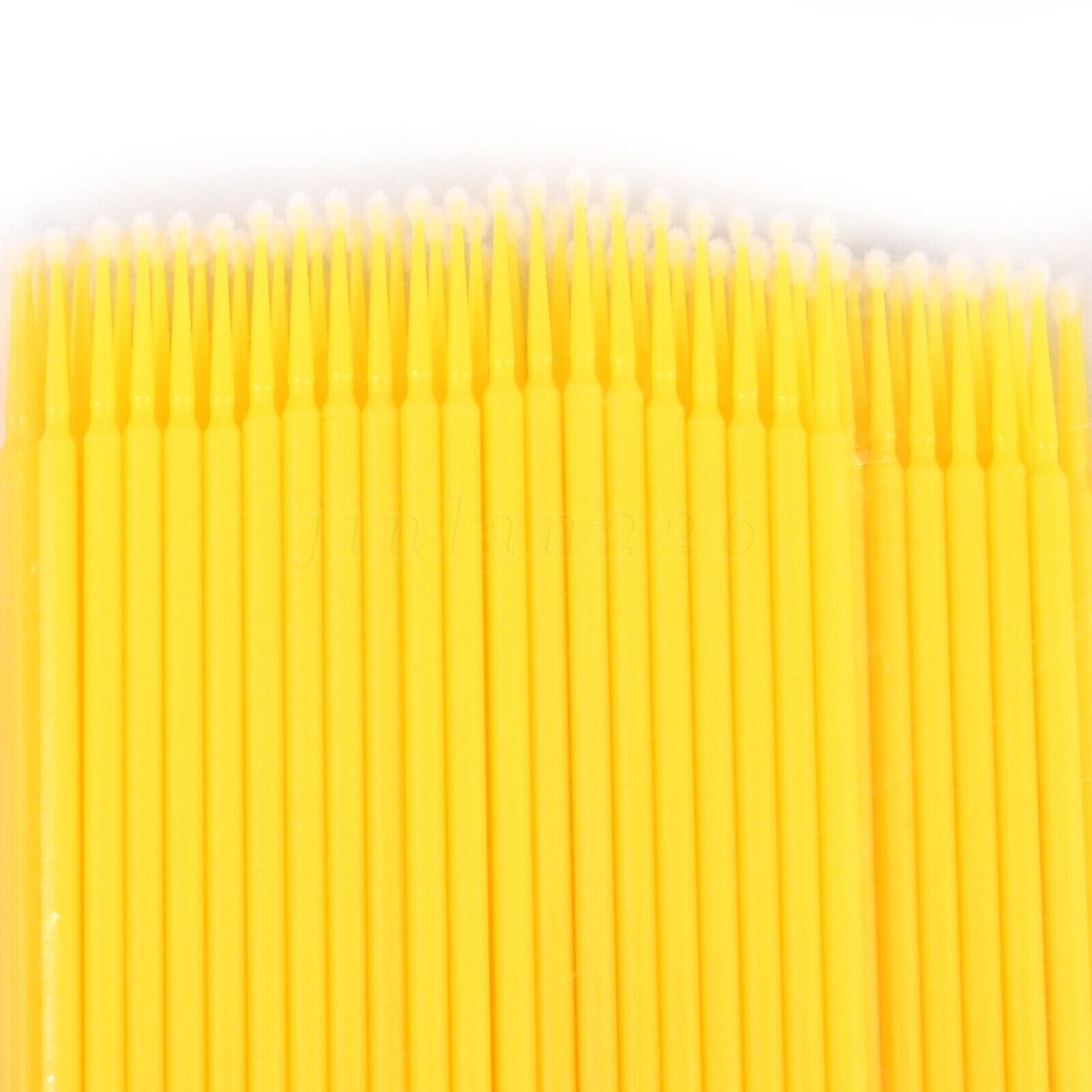 100 Microbrush Micro Brush Applicator Tips Regular Yellow 2.0 mm