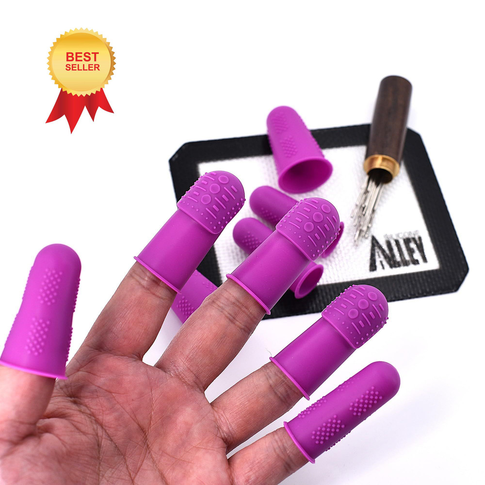 FLEX Thimbles | 9-Pack | 3X-Thick THIK-TIP Medium (3) + Medium, Purple