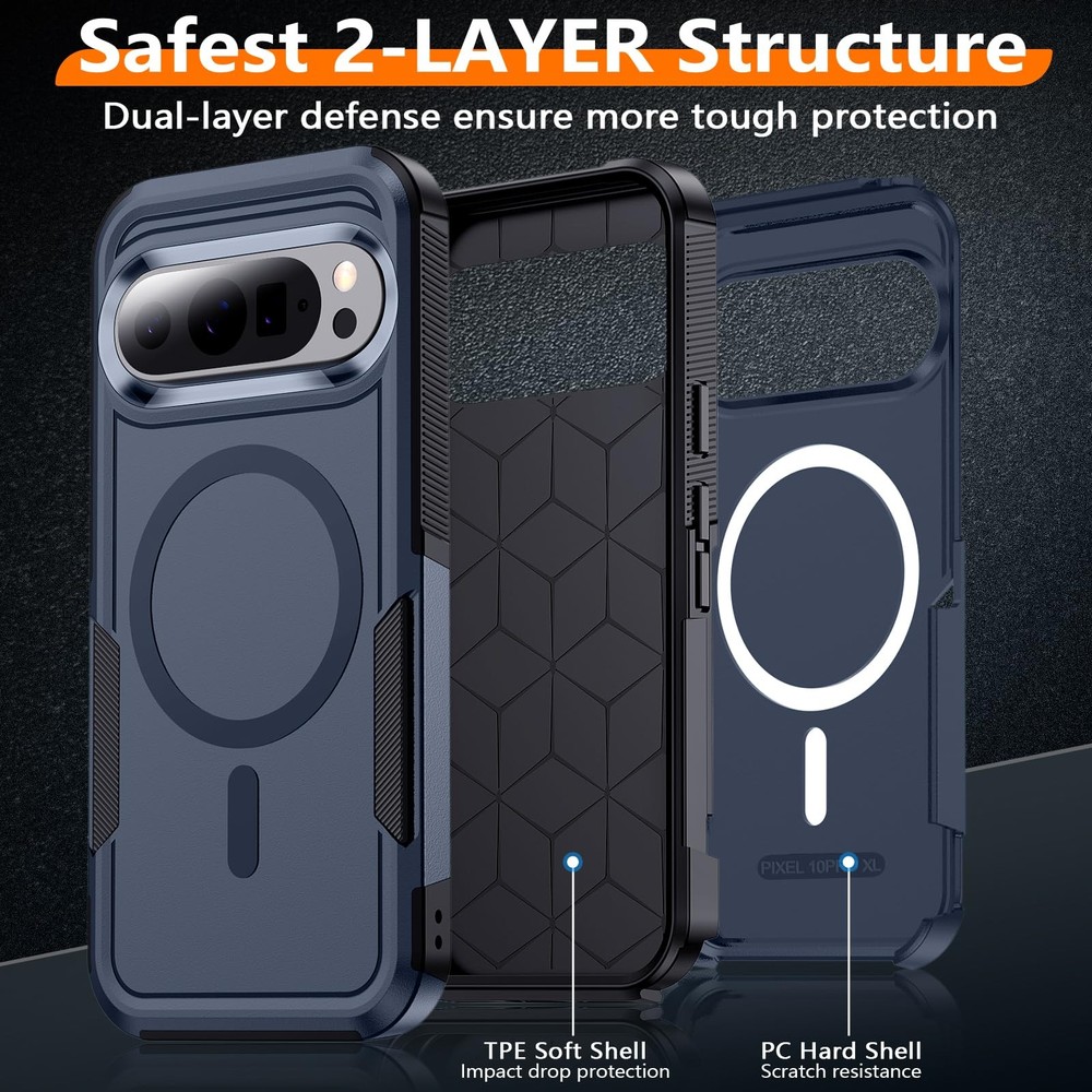 Hitfine Pixel 10 Pro XL Magnetic Rugged Shockproof Clear Protective Case