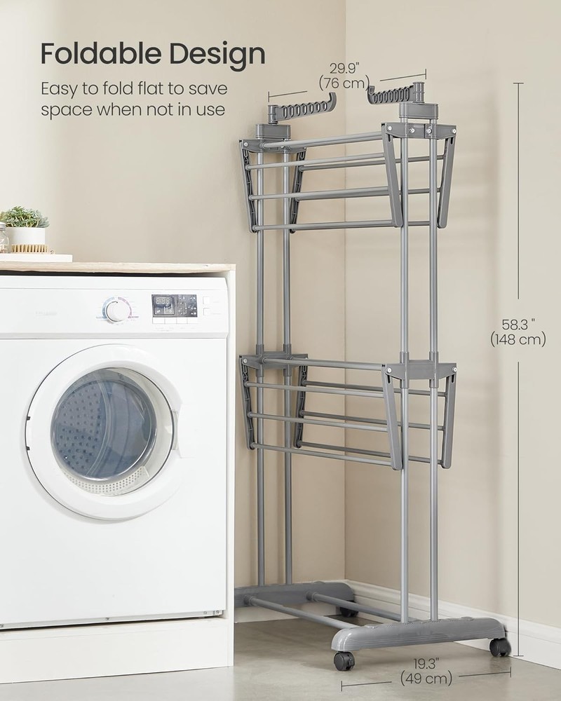 3 Tier Drying Rack, Foldable Drying Rack, Rolling Clothesline