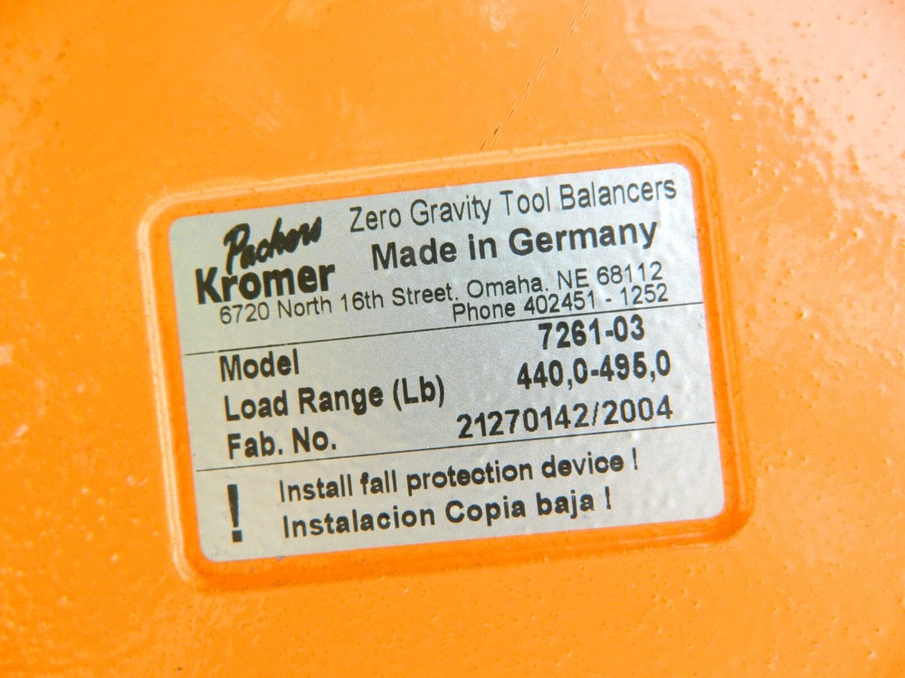PACKERS KROMER 7261-03 Load Range 440 - 495 lbs Zero Gravity Tool Balancer