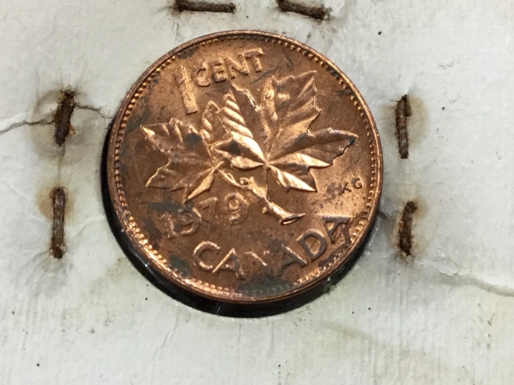 1979 Canada Cent Mint Error Double date re-engraved