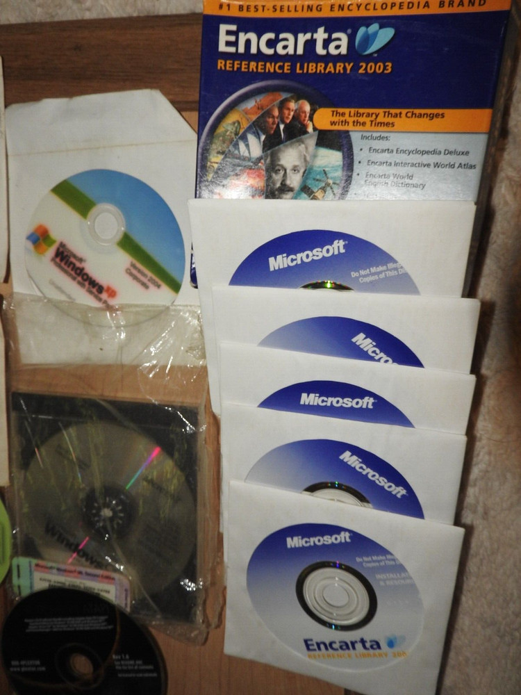 Vintage Untested Floppy Discs, Windows, Encarta, Programs, Lens Cleaner CD