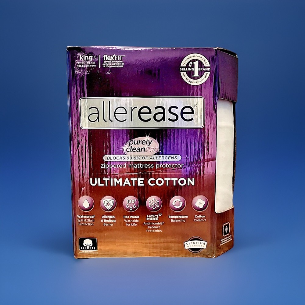 AllerEase Ultimate King Mattress Protector Cotton Waterproof Allergen Barrier