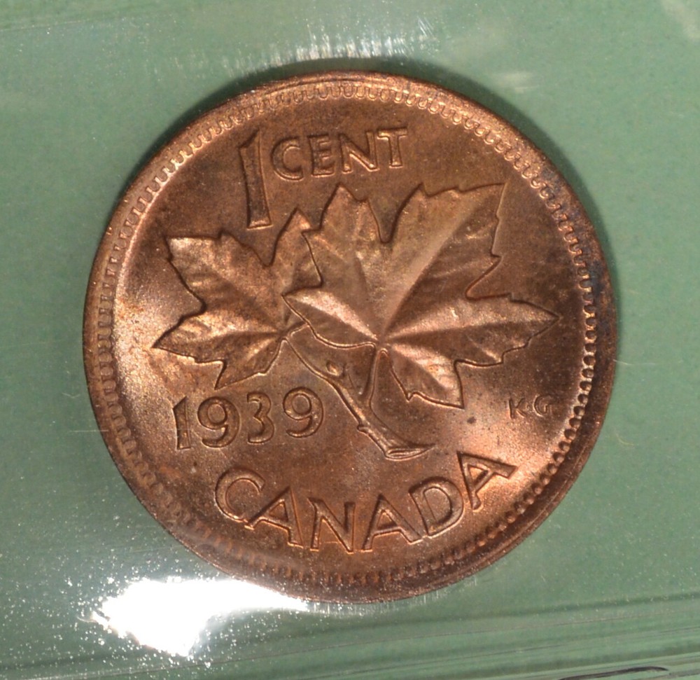 1939 Canada Penny - Graded - ICCS MS65 RED
