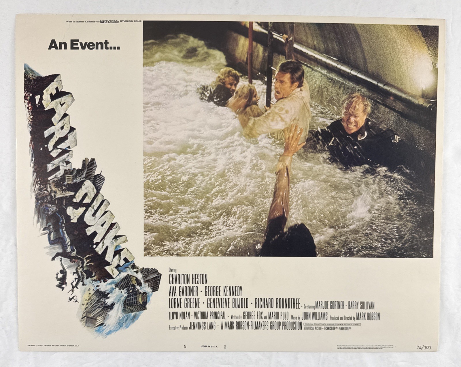 EARTHQUAKE Lobby Card Set of 8 (VeryFine-) 1974 Disaster Movie Poster 28414