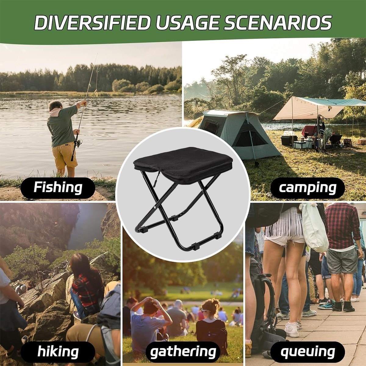 Foldable Camping Backpack Stool Portable Lightweight Collapsible Chair Travel