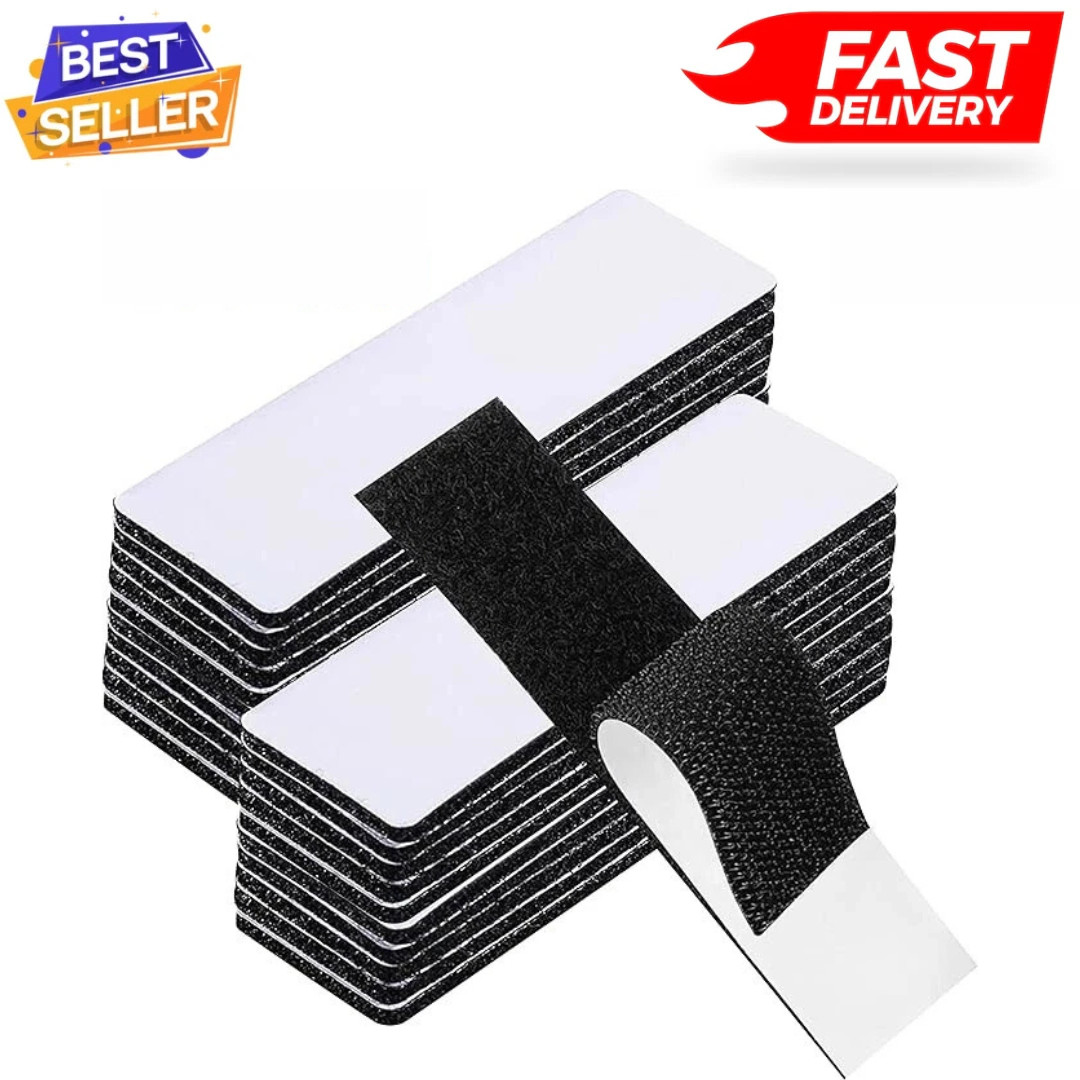 20 Sets Heavy Duty Hook & Loop Adhesive Strips 1x4” Black Sticky Back Fastener