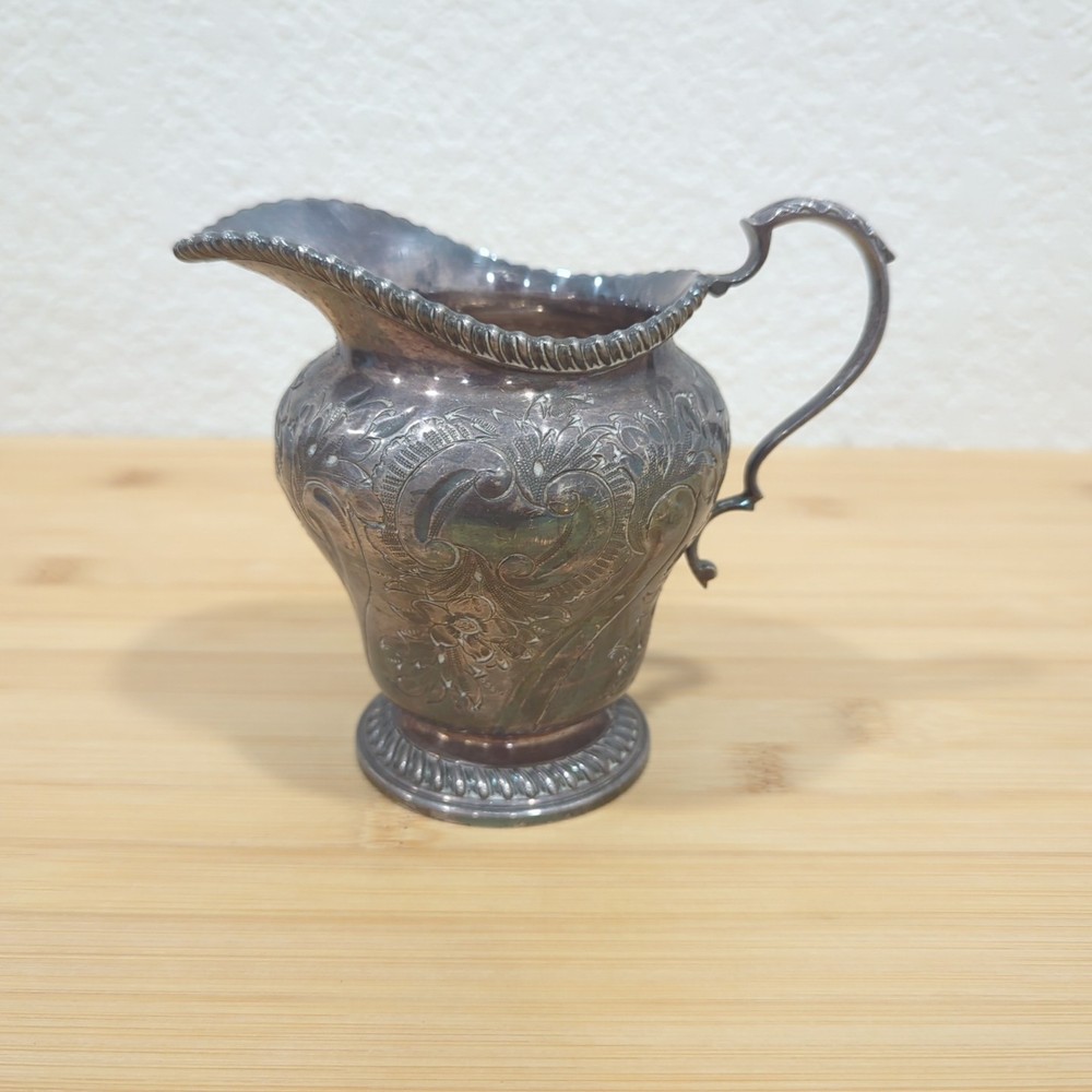 Antique BARKER BROS SILVER Co Silver Plated Repoussé Engraved Tea Creamer