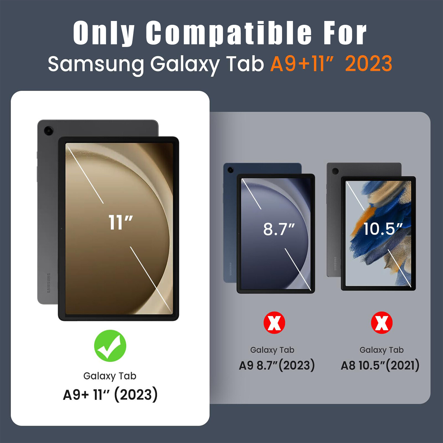 For Samsung Galaxy Tab A9+ 2023 11" Rugged Stand Case Cover /HD Screen Protector