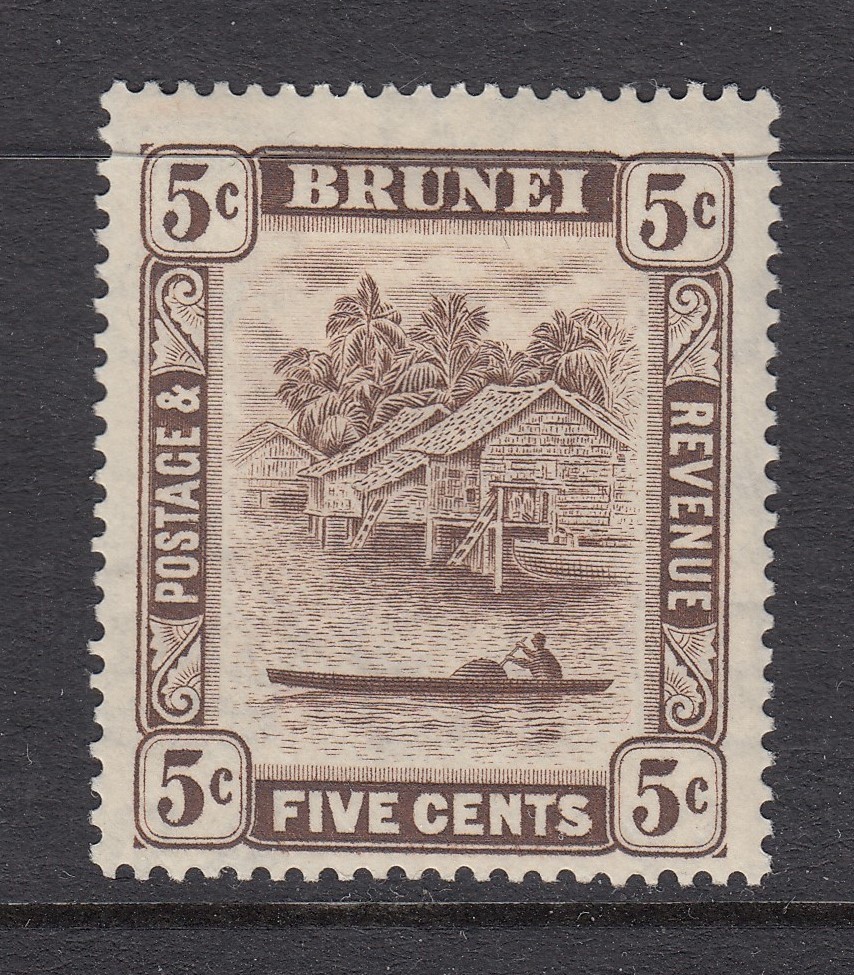 BRUNEI SG68 1933 5c CHOCOLATE MTD MINT