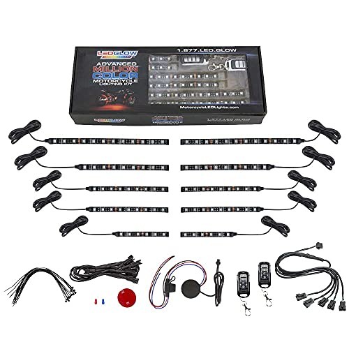10pc Advanced Million Color LED Motorcycle Accent Underlow Light Kit - 15