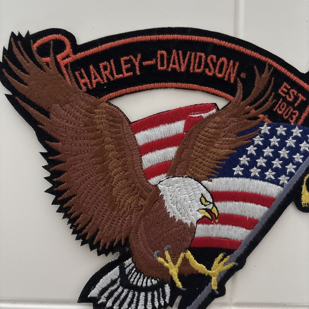 Harley Davidson Iconic Eagle & American Flag Jacket or Vest Patch