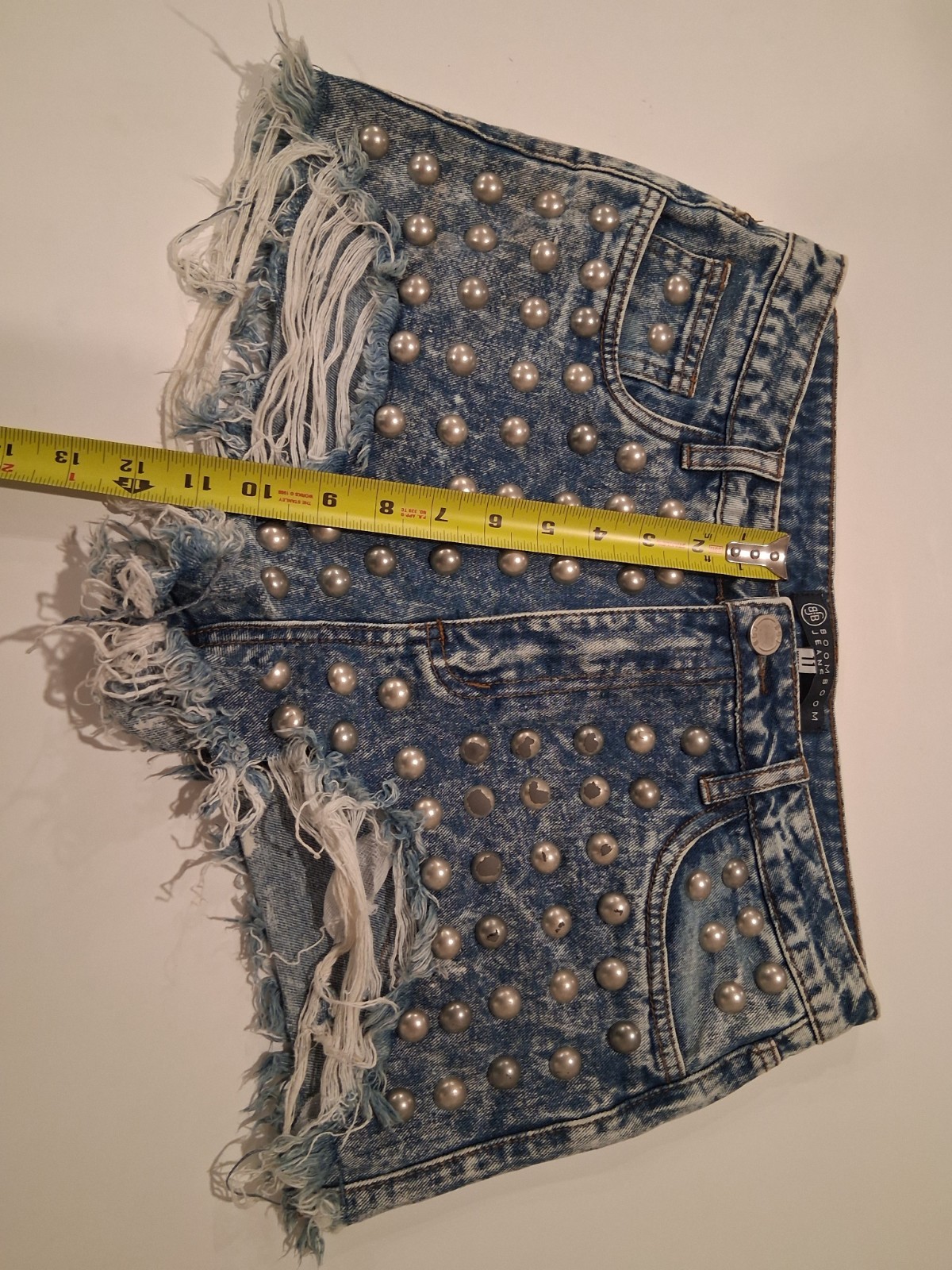 Boom Boom Jeans Studded Denim Shorts Size 11 Junior Acid Wash 100% Cotton...