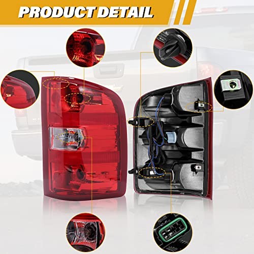 Tail Light Assembly Compatible with Chevy Right Passenger Side-Red Border