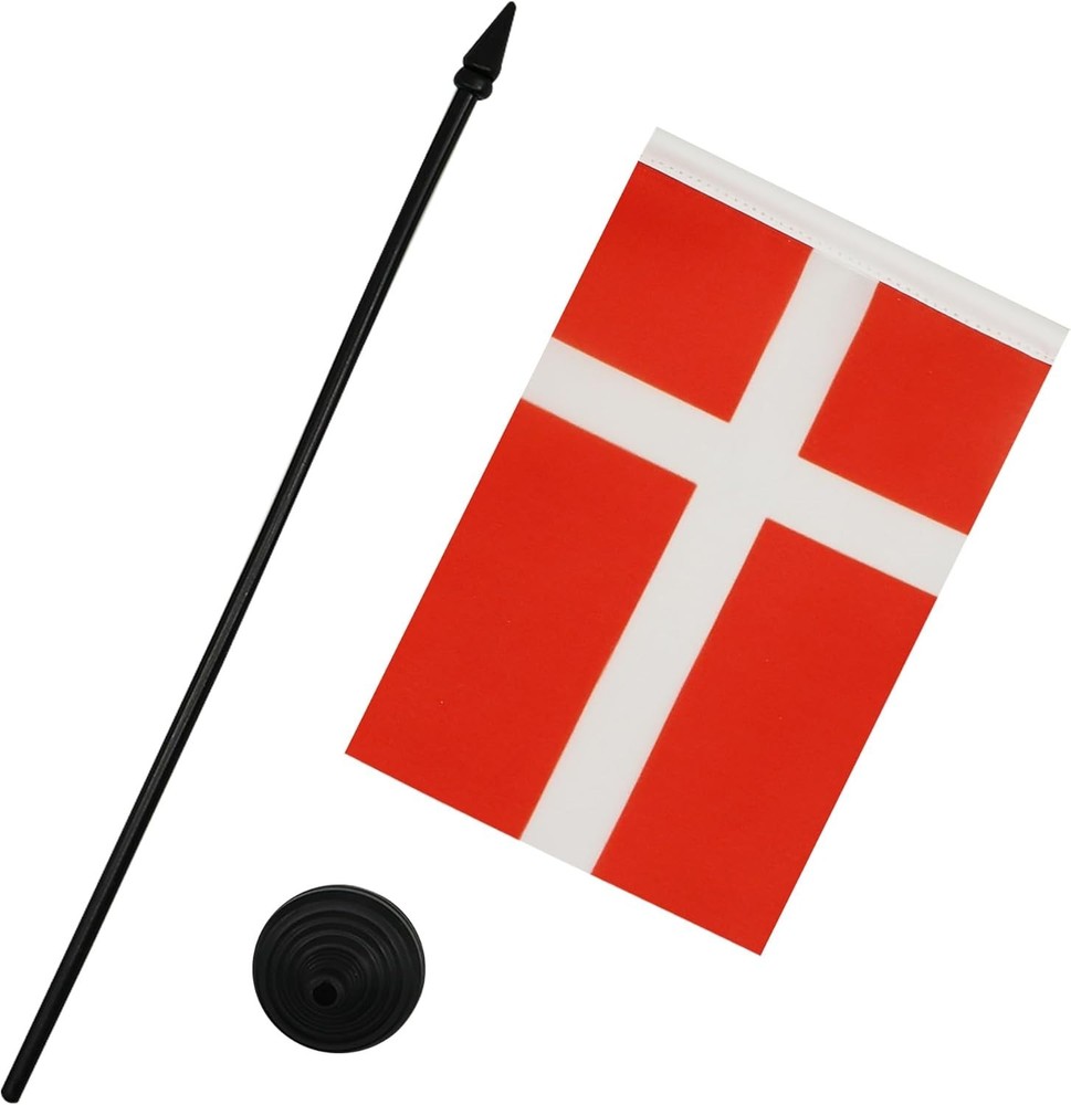 Compact Denmark Table Flag - 100% Polyester, Foldable, Ideal for Office Use